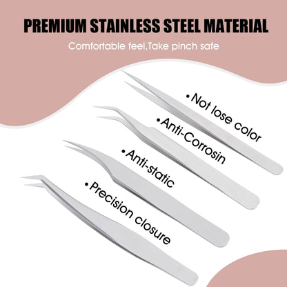 High Precision Non-defrmation Eyelash Make Tools 1Pcs High Elasticity Imported 402 Stainless Steel Gold Feather Lashes Tweezers