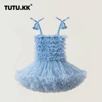 Girls Tutu Dress for Girls Baby Ball Gown Princess Party Vestido Casual Ruffled Bubble Photography Dresses Children Clothes L017
