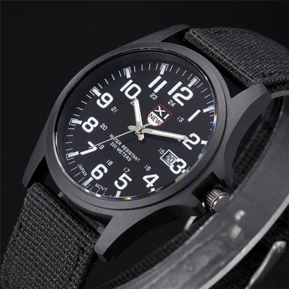 Men Genuine XINEW Brand Watches Students Fashion Casual Nylon Band Sports Army Gifts Date Quartz Wrist Watch Black Montre Homme