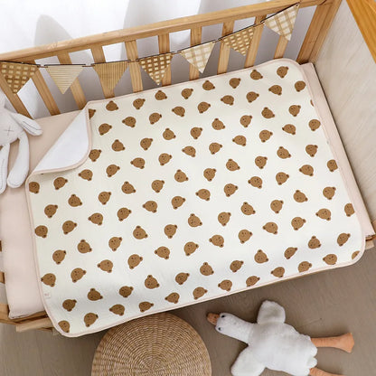 70*90cm Baby Urine Mat Breathable Waterproof Washable Cute Cotton Yarn Printed Newborn Diaper Pad Suitable for All Seasons