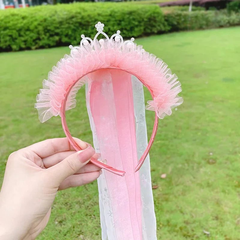 Girls Pink Blue Purple Flower Weaving Braid Headband Kids Princess Dress Up Hair Accessories Aurora Elsa Sofia Rapunzel Wig
