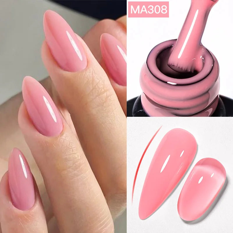 2 In 1 Nude Pink Rubber Base Gel Nail Polish Semi Permanent Self Leveling UV Construction Gel Varnish Soak off DIY Nail Supplies