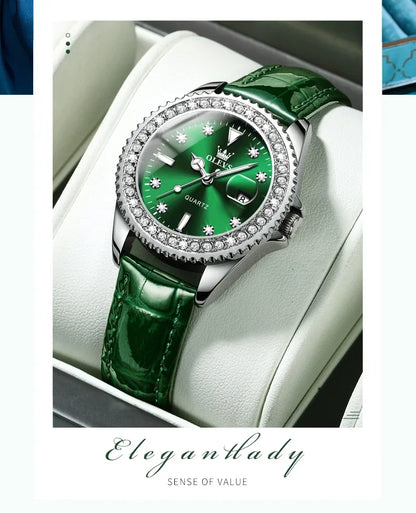 OLEVS 9945 Luxury Diamond Stainless Steel Quartz Watch for Women Elegant Ladies Waterproof Sport Women's Wristwatch Reloj Mujer