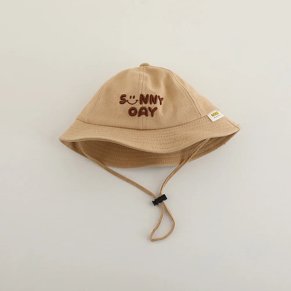 New Embroidered Letter Baby Bucket Hats Spring Sunhat Fishing Hat Sunshade Visor Boy Girl Outdoor Fashion Beach Cap For 6-24M