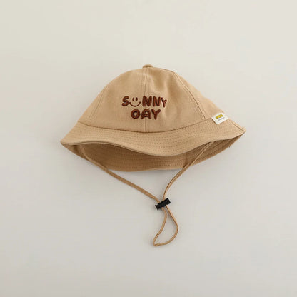 New Embroidered Letter Baby Bucket Hats Spring Sunhat Fishing Hat Sunshade Visor Boy Girl Outdoor Fashion Beach Cap For 6-24M