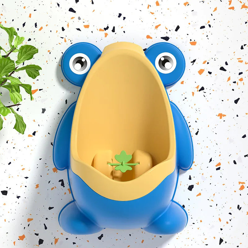 Boys Potty Training Urinal, Frog Design with Spinning Aim Target, Wall Mount Standing Pee Trainer for Toilet, Easy Clean
