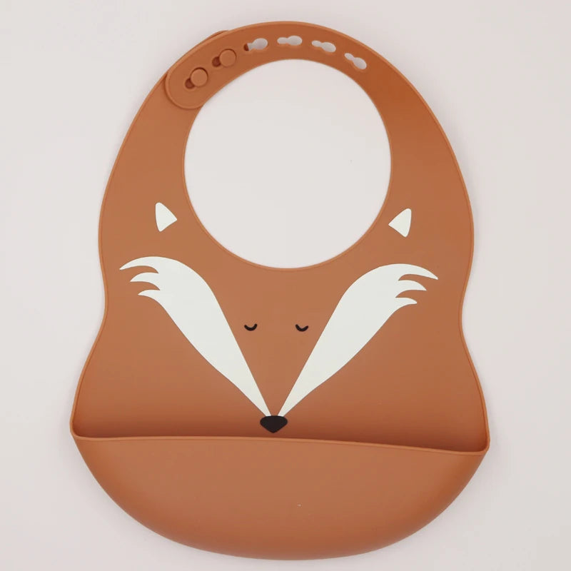 Customize Cartoon Animal Silicone Baby Bib with Name & Pattern Food-Grade Solid Feeding Bib DZ31