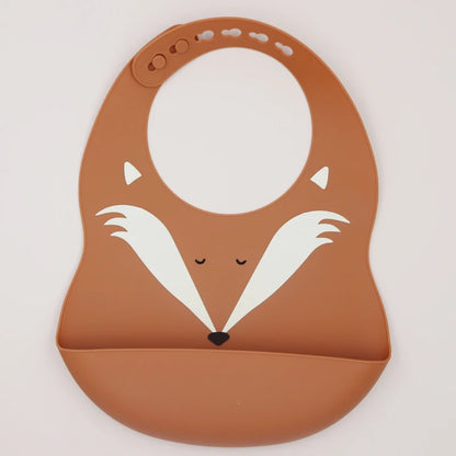 Customize Cartoon Animal Silicone Baby Bib with Name & Pattern Food-Grade Solid Feeding Bib DZ31