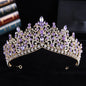 Trendy Baroque Sky Blue Rhinestone Crystal Queen Crown Wedding Tiara Women Beauty Pageant Diadem Bridal Hair Accessories Jewelry