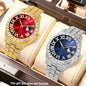 2-Piece Men's Luxury Watch Set - Classic Minimalist Large Dial Casual Versatile Quartz Watch Golden & Silvery Combination Set