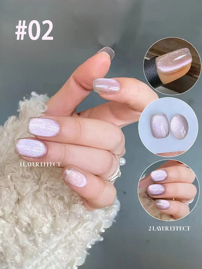 1-21pcs ZH Popular Blue Ink Cat's Eye Gel Nail Polish Spring Summer Fashionable Color Flash Glass Beads Cat's Eye Nail Salon