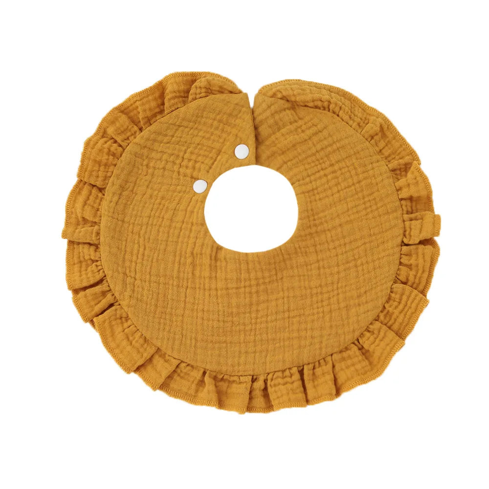 Baby Gauze Feeding Drool Bib Ruffle Solid Infants Saliva Towel Soft Cotton Burp Cloth For Toddler Kids Bibs Korean Style New