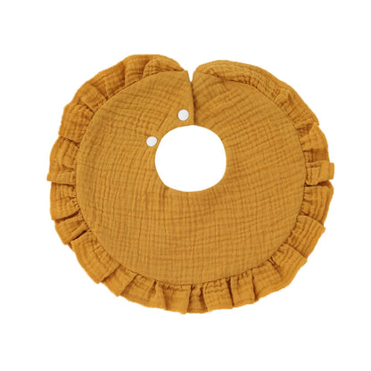 Baby Gauze Feeding Drool Bib Ruffle Solid Infants Saliva Towel Soft Cotton Burp Cloth For Toddler Kids Bibs Korean Style New