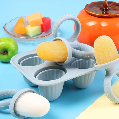 Baby Fruit and Vegetable Mold Silicone Hand Ring Popsicle Mold Baby Teething Teether Ice Cream Mold Baby Food Storage Container