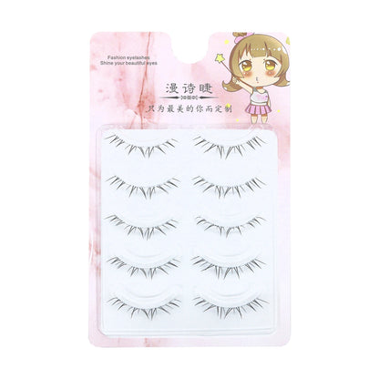 5 Pairs 4-8mm Antique Cartoon Lower False Eyelashes Wispy Cluster Natural Daily Eyelash Extensions For Beauty Eye Cosplay Makeup
