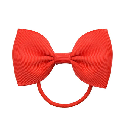 2.75 Inch Small Ribbon Bows With Elastic Hair Bands For Kids Girls Ponytail Solid Color Bowknot Hair Ropes Ties Hair Accessories