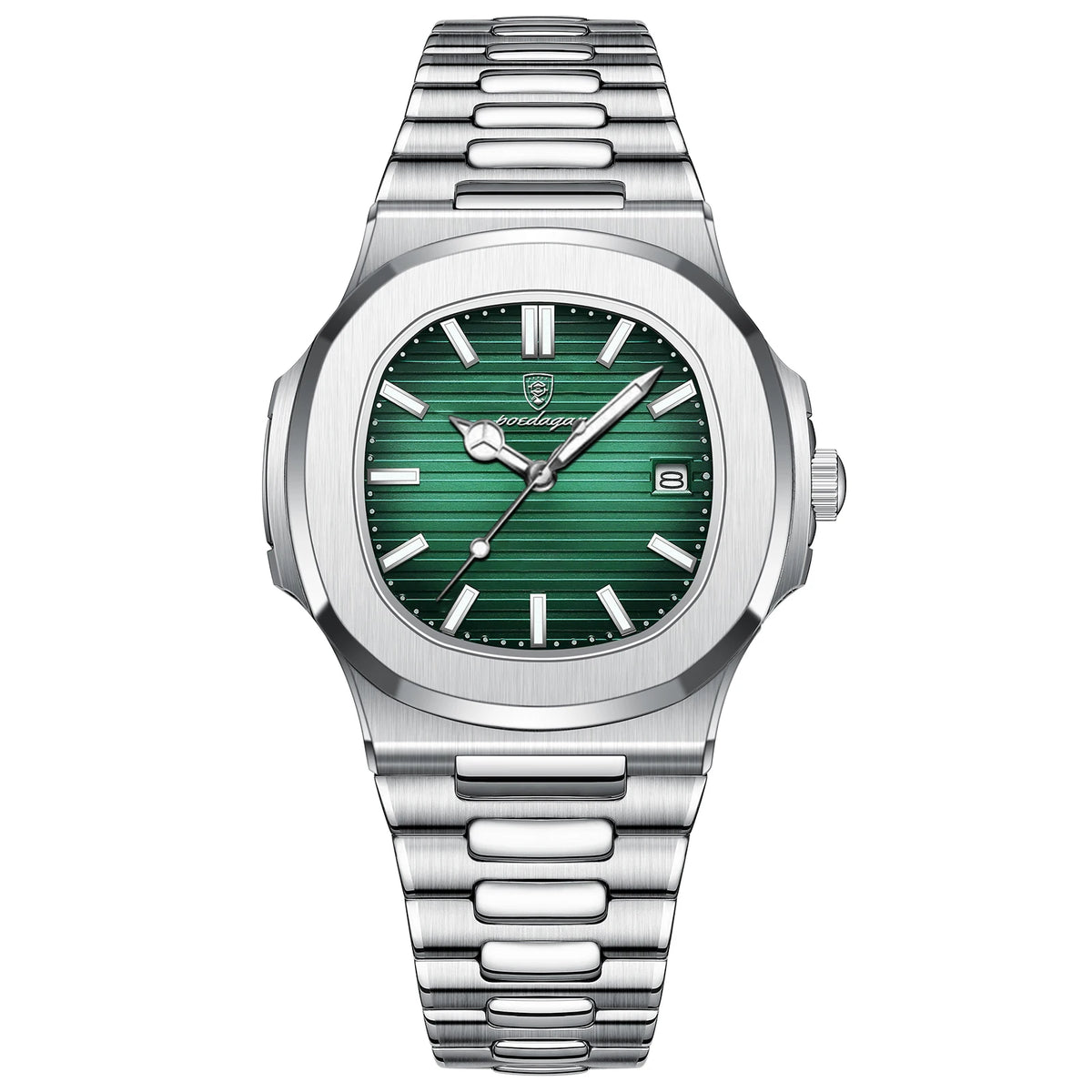 POEDAGAR Luxury Watch For Man Waterproof Luminous Date Men Wristwatch Square Stainless Steel Business Men's Quartz Watches Reloj