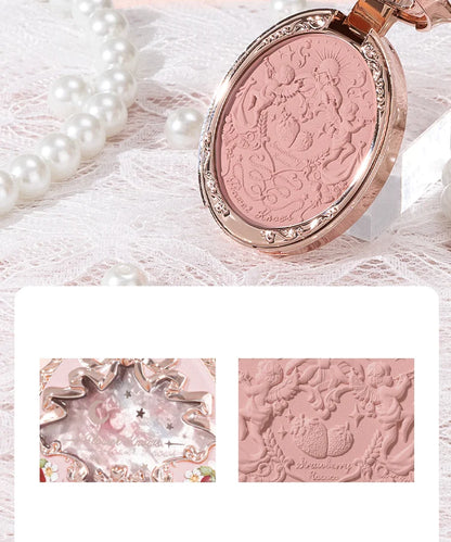 Flower Knows Strawberry Rococo Embossed Blush Fine Powder Makeup Smooth Long Lasting Blusher Waterproof Blush Maquiagem