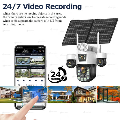 20MP AOV Solar Outdoor Surveillance Camera 4G SIM 7/24 Hours Recording 60X Optical Zoom Auto Track 31200mah Security PTZ Cameras