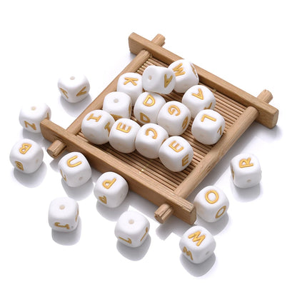 10Pcs 12mm Silicone Letters Beads English Alphabet Baby Teether For Personalized Name Pacifier Chain Clip Toys Accessories
