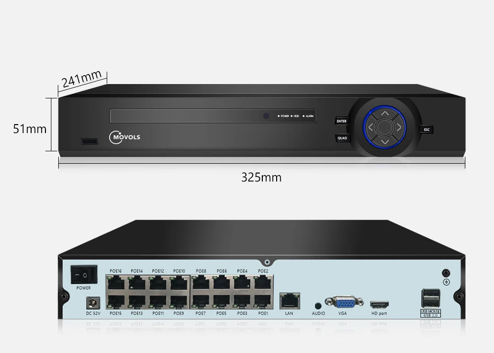 Movols 4K 16CH XMEYE POE Surveillance System 8MP 4MP Two Way Audio PTZ CCTV System AI P2P Security Camera Video Surveillance Kit