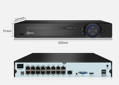 Movols 4K 16CH XMEYE POE Surveillance System 8MP 4MP Two Way Audio PTZ CCTV System AI P2P Security Camera Video Surveillance Kit