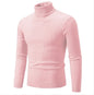 New Men's High Neck Sweater Solid Color Pullover Knitted Warm Casual Turtleneck Sweatwear Woolen Mens Winter Outdoor Tops