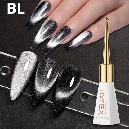 XEIJAYI Sparkling Glass Bead Cat Eye Gel Nail Polish Reflective Magnetic Gel Nude Color uv Permanent Seedling Varnish Nail Art