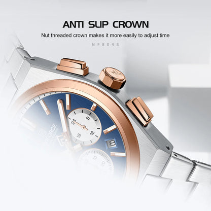 Top Brand NAVIFORCE Men and Women Quartz Chronograph Watch Stainless Band Stylish 24 Hours Date Display Couple Wristwatches 2024