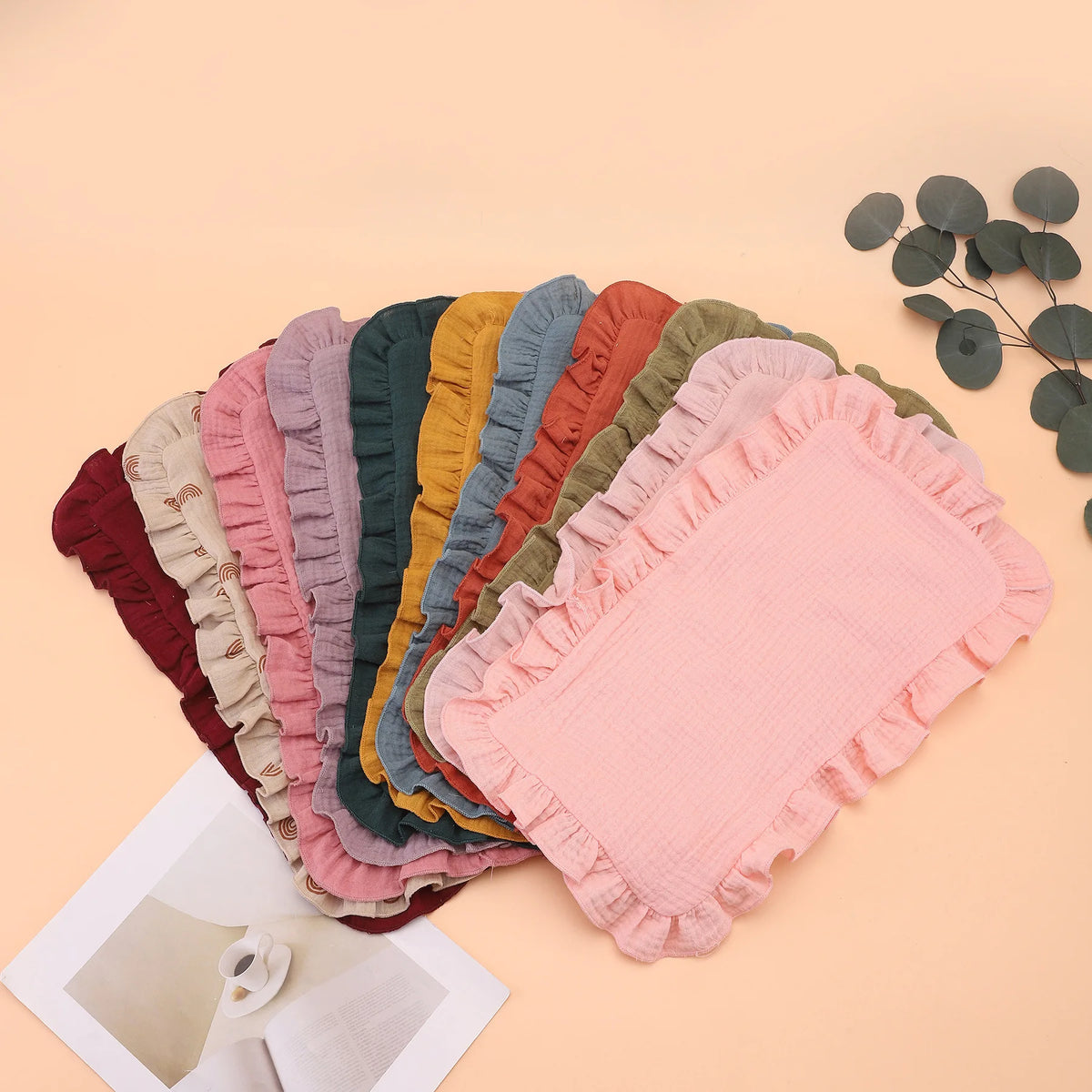 Soft Muslin Cotton Gauze Shoulder Rag Baby Burping Pad Ruffle Newborn Baby Burp Cloths