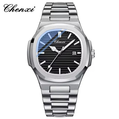 CHENXI 8222 Fashion Couple Quartz Watch Waterproof Night Light Date Stainless Steel Strap Casual Date Men's and Women's Watch