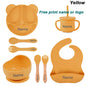 Feeding Set Silicone For Baby Sucker Bowl Dishes Plate For Kids Bear Plate Set Baby Tableware Children's Cup With Straw 8Pcs