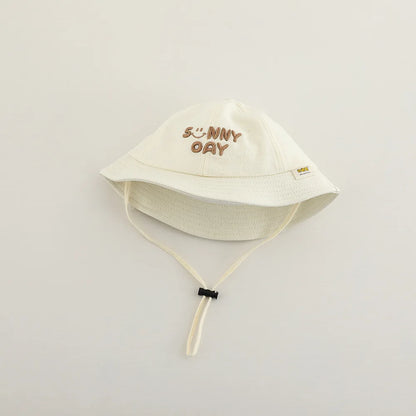 New Embroidered Letter Baby Bucket Hats Spring Sunhat Fishing Hat Sunshade Visor Boy Girl Outdoor Fashion Beach Cap For 6-24M