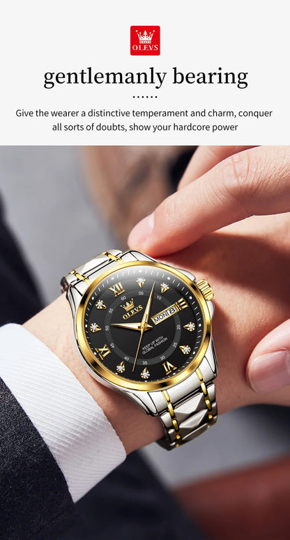 OLEVS 2906 Fashion Date Quartz Couple Watches Diamond Top Brand Luxury Watch For Men Women Waterproof Stainless Steel Wristwatch