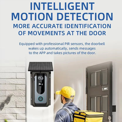IP65 Waterproof Outdoor Wireless Doorbell with Solar Rain Cover Camera Tuya Eye Digital Door Peepholes Smart Home Video Intercom