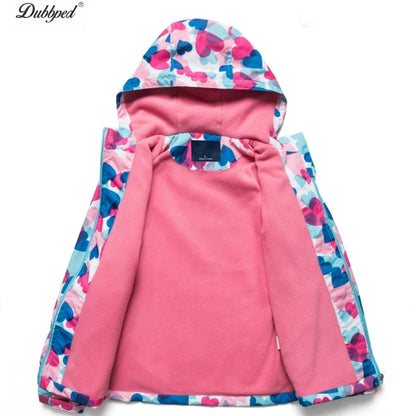 Dubbped Girl Polar Fleece Waterproof Jacket Spring Autumn Children Coats Sport Casual Kids Jackets Double-deck Windproof Jackets