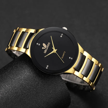 2PCS Couple's Watches Fashion Stainless Steel Band Women's Quartz Watch Men Business Wristwatches