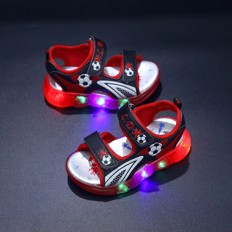 Children's Flashing Soft Sole Sandals Student LED Light-Up Shoes Boys and Girls Light-Up Sandals kids Glowing Beach Shoes