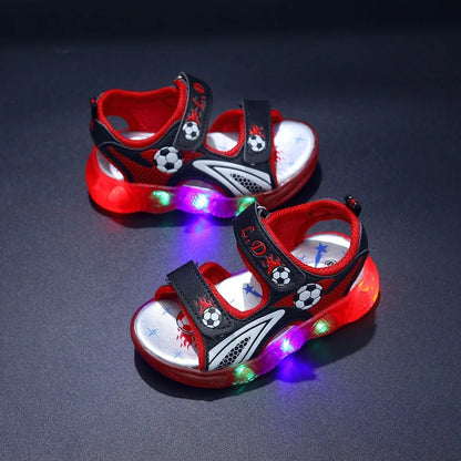 Children's Flashing Soft Sole Sandals Student LED Light-Up Shoes Boys and Girls Light-Up Sandals kids Glowing Beach Shoes