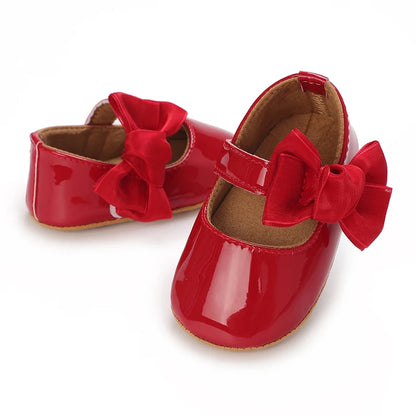 Toddler Girls' Fashionable Bowknot Princess Shoes, Comfortable Soft Mary Jane Flat Shoes Suitable For Parties And Various Activi