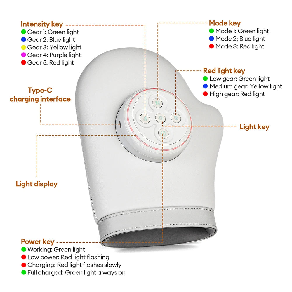 Electric Hand Massager Air Pressure Kneading Wrist Massager Airbag Finger Massage Glove Hot Compress Acupoint Finger masajeador