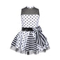 Girls Jazz Latin Ballet Dance Dress Polka Dots Print Mesh Sequin Bowknot Tutu Dress Birthdays Party Wedding Flower Girl Dresses