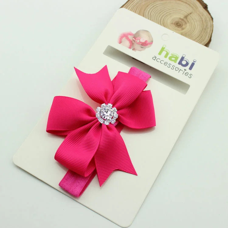 1 Piece Baby Headband Girl Bandage Ribbon Bowknot Infant Kids Hair Accessory Newborn Bow Crystal Toddler Band Headwear