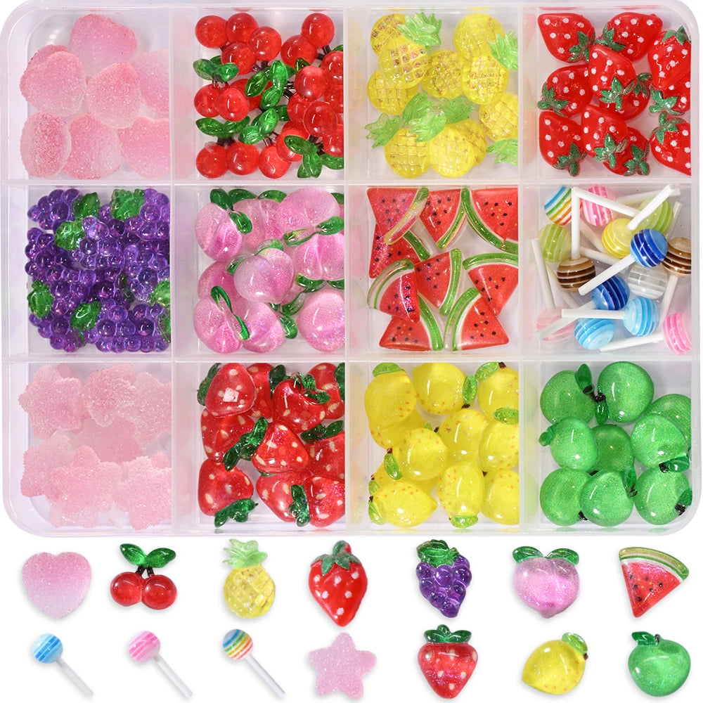 1 Box Pink White Series Bow Heart Nail Charms 3D Arcylic Nail Art Decorations Pearl 5-petal Flower Jewelry Manicure Accessories*