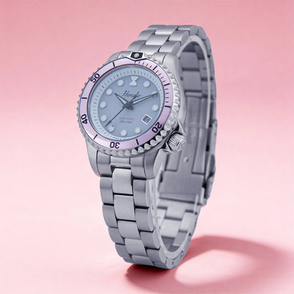 Horolo 30mm Women's Watches Japan Solar Movement Luminous Water Resistant Sapphire Stainless Steel Luxury Watch Gift For Wife