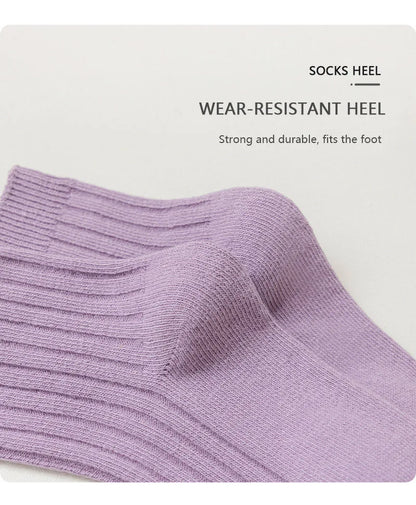 5 Pairs/Lot Children'S Socks Set Solid Color Double Needle Cotton Kids Mid-Tube Socks Candy Color Boys And Girls Student Socks