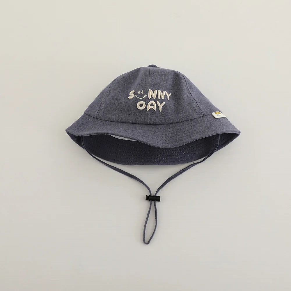 New Embroidered Letter Baby Bucket Hats Spring Sunhat Fishing Hat Sunshade Visor Boy Girl Outdoor Fashion Beach Cap For 6-24M