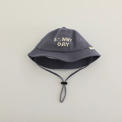 New Embroidered Letter Baby Bucket Hats Spring Sunhat Fishing Hat Sunshade Visor Boy Girl Outdoor Fashion Beach Cap For 6-24M