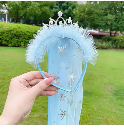 Girls Pink Blue Purple Flower Weaving Braid Headband Kids Princess Dress Up Hair Accessories Aurora Elsa Sofia Rapunzel Wig
