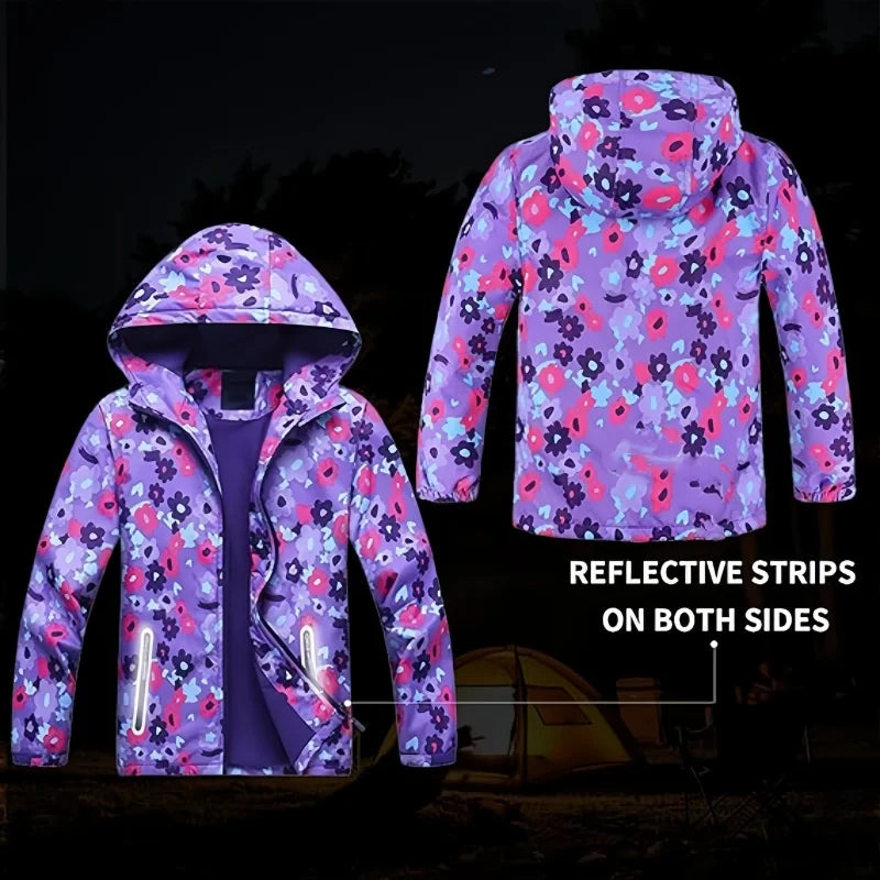 Dubbped Girl Polar Fleece Waterproof Jacket Spring Autumn Children Coats Sport Casual Kids Jackets Double-deck Windproof Jackets